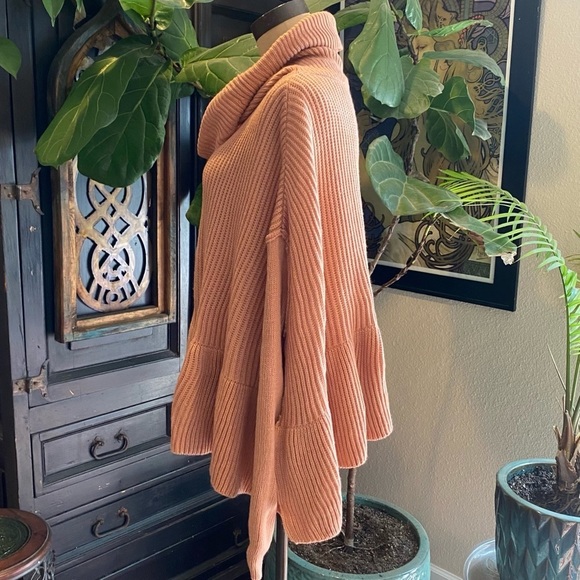 Flawless Vici Turtleneck Peplum Boxy Dolman Oversized Chain Knit Sweater - Picture 6 of 12